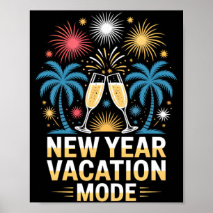 Póster Feliz año nuevo para hombres modo vacaciones de añ