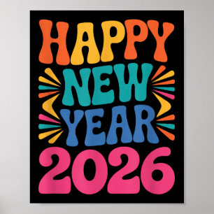 Póster Feliz Año Nuevo Retro 2026