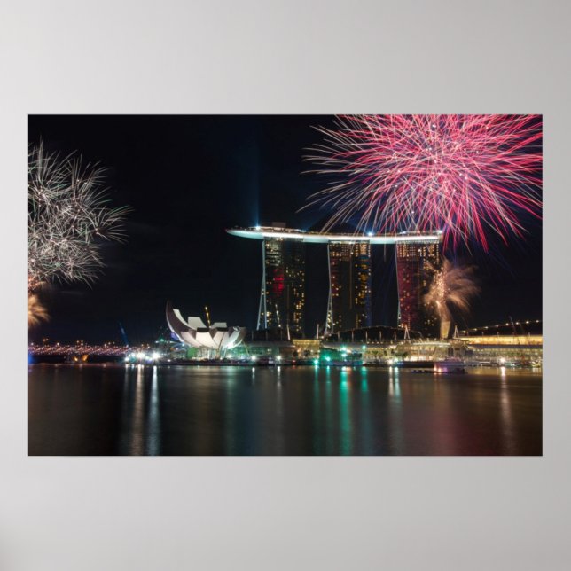 Póster Feliz Año Nuevo Singapur (Frente)