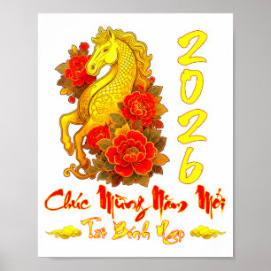 Póster Feliz Año Nuevo Tet Binh Ngo Año Vietnamita Caball