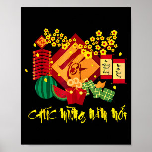 Póster Feliz Año Nuevo Vietnamita Chuc Mung