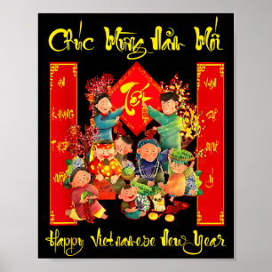 Póster Feliz Año Nuevo vietnamita Chuc Mung Nam Moi Tet H