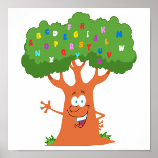 Póster feliz árbol de abc personalizado lindo