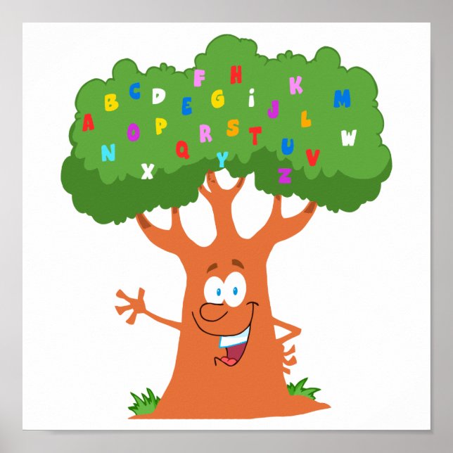 Póster feliz árbol de abc personalizado lindo (Frente)