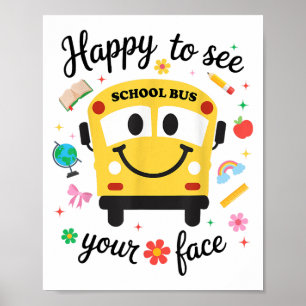Póster Feliz Autobús Escolar De Vuelta A La Escuela