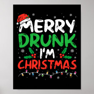 Póster Feliz Borracho, soy Navidades, Divertido Santa Chi