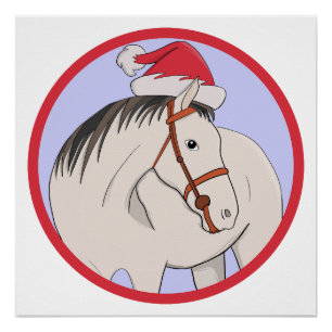 Póster Feliz caballo navideño