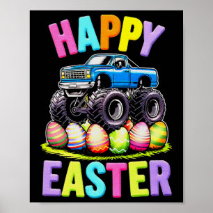 Póster Feliz Cacería de Huevos Colorida en Camión de Pasc