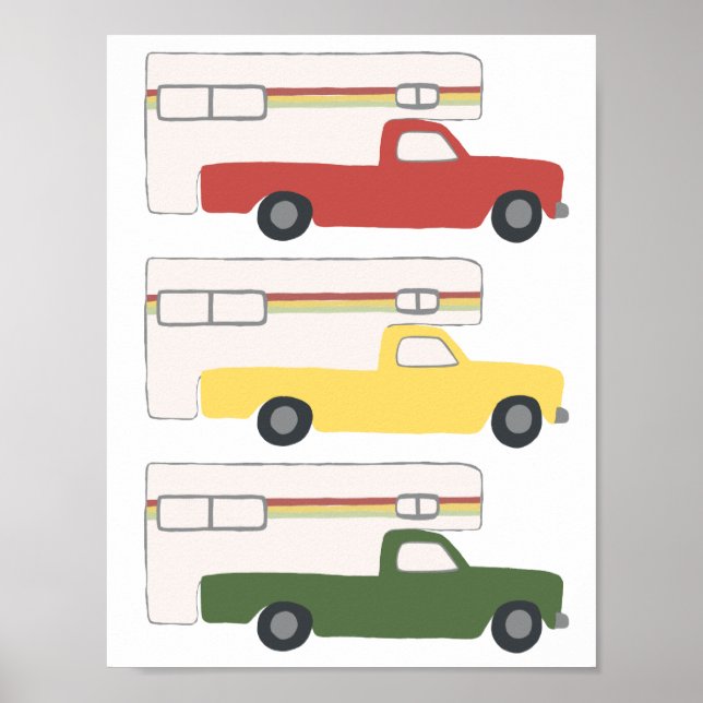 Póster Feliz Camión Camper Camping RV Rasta Art (Frente)