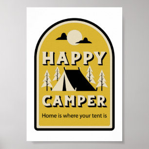 Póster Feliz Camper - Casa es donde está tu tienda