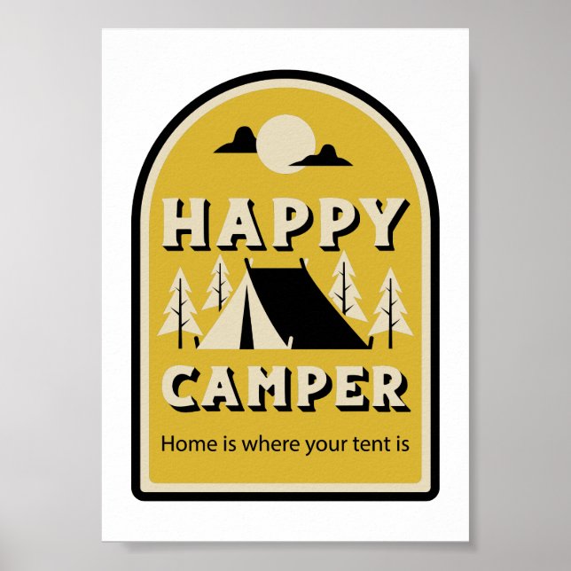 Póster Feliz Camper - Casa es donde está tu tienda (Frente)