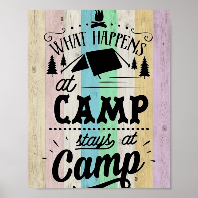 Póster Feliz Camper Lo Que Pasa En El Campamento (Frente)