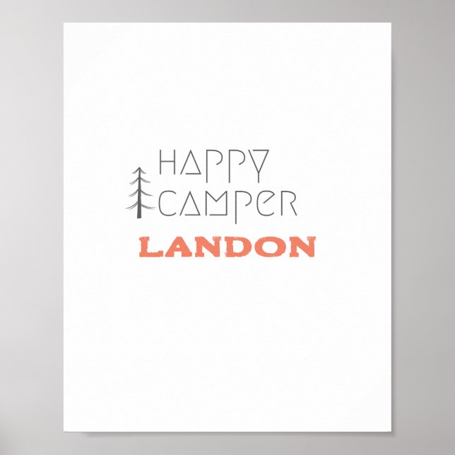 Póster feliz camper.Nombre personalizado. Poster e impres (Frente)