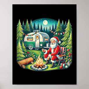 Póster Feliz Campmas Navidad Campista Amante del Camping