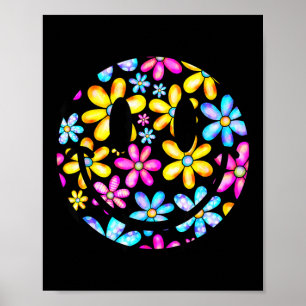 Póster Feliz Cara Sonriente de Margarita Retro Colorida p
