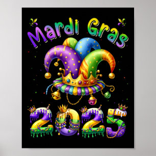 Póster Feliz Carnaval de Mardi Gras 2025 Jester O