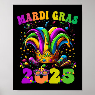 Póster Feliz Carnaval de Mardi Gras 2025 Jester O