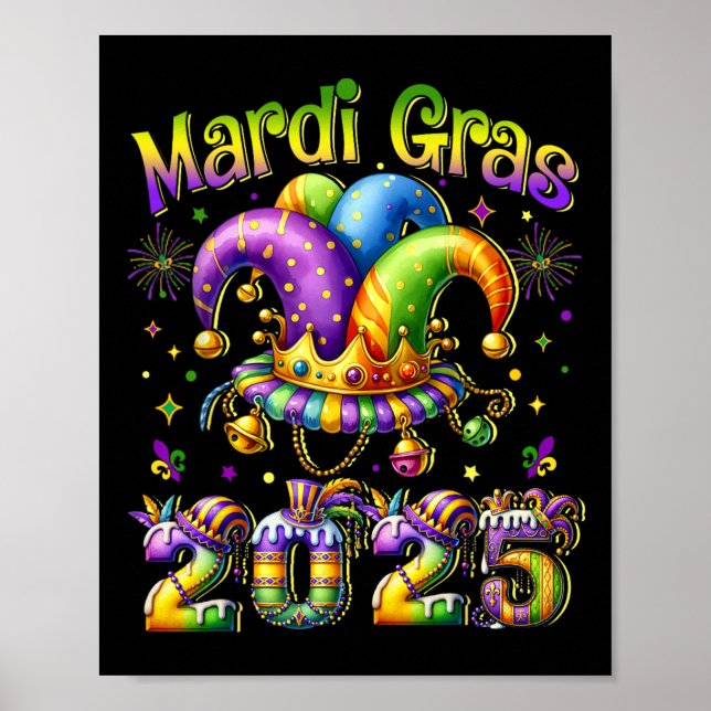 Póster Feliz Carnaval de Mardi Gras 2025 Mardi Gras Jeste (Frente)