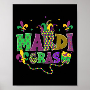 Póster Feliz Carnaval de Mardi Gras Martes Gordo Fleur De