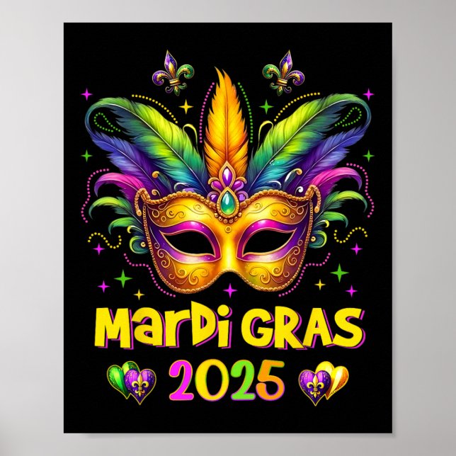 Póster Feliz Carnaval de Mardi Gras Máscara de Mardi Gras (Frente)
