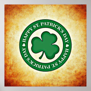 Póster Feliz cartel de la plaza del trébol del día de San