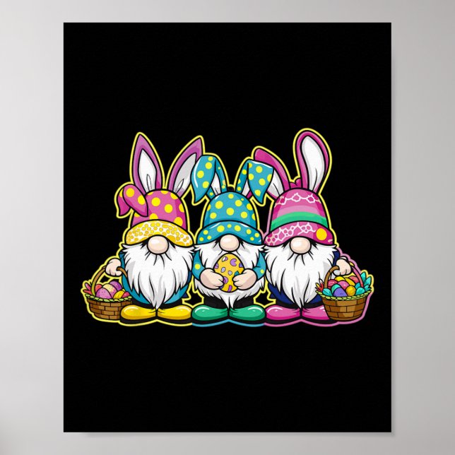 Póster Feliz Caza De Huevos De Bunny Y Bysket Gnome Ea (Frente)