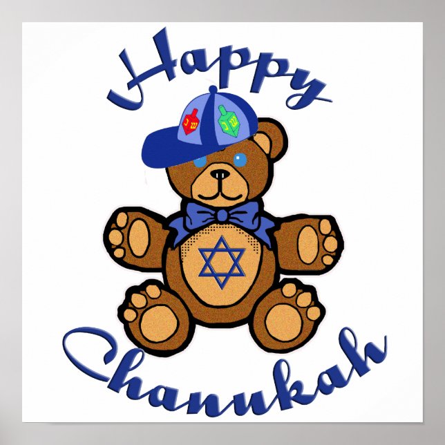 Póster Feliz Chanukah Teddy Bear (Frente)