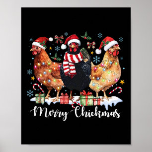 Póster Feliz Chickmas Navidad Pollo Coqueta Pollo 