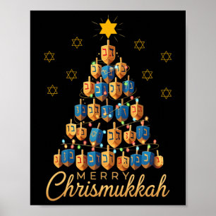 Póster Feliz Chrismukkah Feliz Chanukkah Perinola Navidad