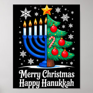 Póster Feliz Chrismukkah Feliz Navidad Hanukkah Coinciden
