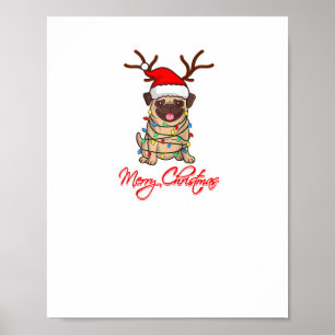Póster FELIZ CHRISTMAS PROPIETARIO DE PUG Navidades feos 