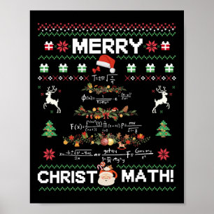 Póster Feliz Christmath divertido árbol de Navidad matemá