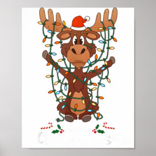Póster Feliz Christmoose Navidad Alces de Navidad Luz del
