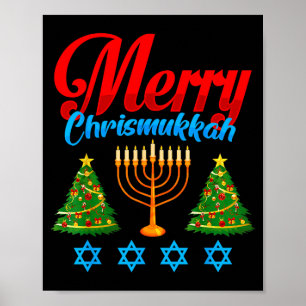 Póster Feliz Christmukkah Navidad Judía Navidad Hanukkah 
