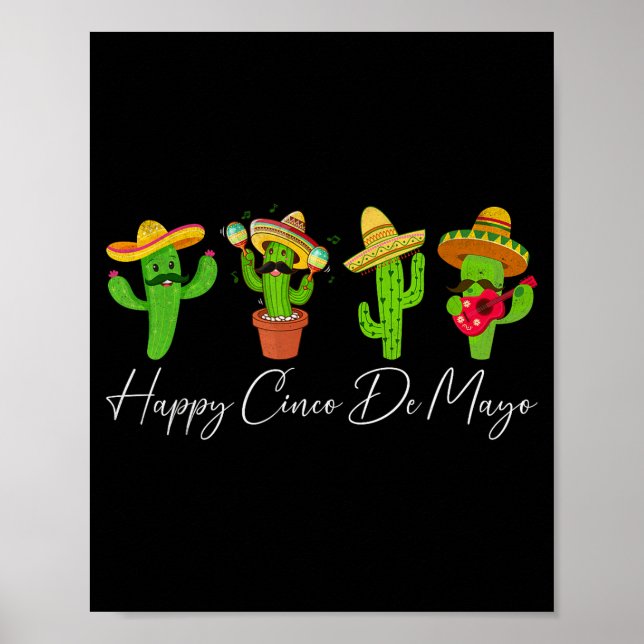 Póster Feliz cinco de mayo cactus fiesta mexicano (Frente)