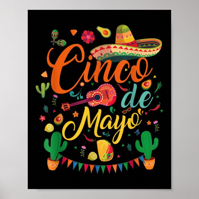 Póster Feliz Cinco De Mayo Fiesta Fiesta Mexicano 5 De Ma (Frente)