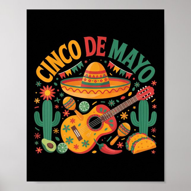 Póster Feliz Cinco De Mayo Fiesta Fiesta Mexicano 5 De Ma (Frente)