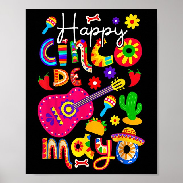 Póster Feliz Cinco De Mayo Fiesta Fiesta Mexicano 5 De Ma (Frente)