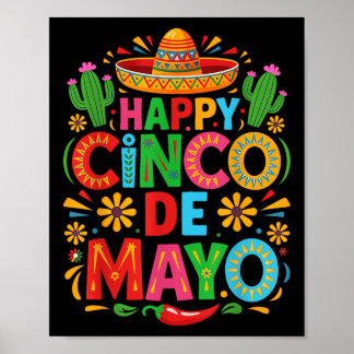 Póster Feliz Cinco De Mayo Fiesta Hombres Fiestas Mexican