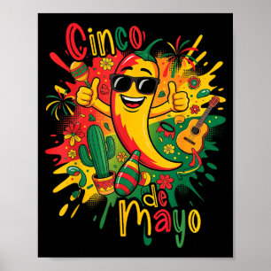 Póster Feliz cinco de mayo fiesta mexicana partido 5 de m