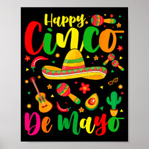 Póster Feliz cinco de mayo fiesta mexicana partido 5 de m