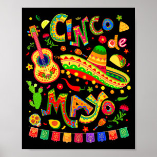 Póster Feliz cinco de mayo fiesta mexicana partido 5 de m