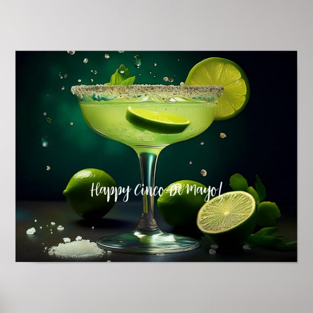 Póster Feliz Cinco de Mayo Margarita con Personalizado de (Frente)