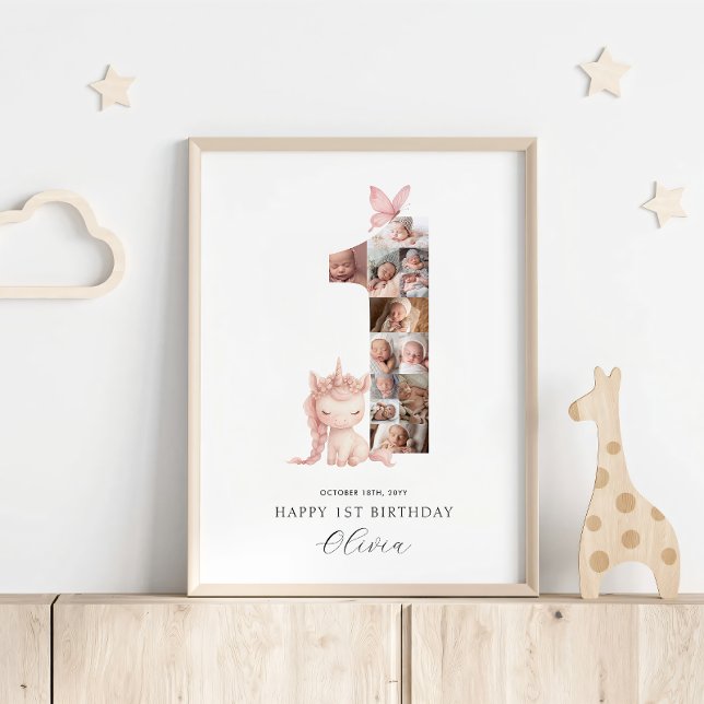 Póster Feliz Collage de fotos unicornio de primer cumplea (Subido por el creador)