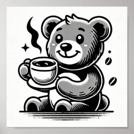 Póster Feliz con el café