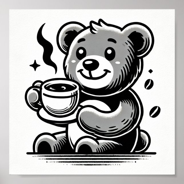 Póster Feliz con el café (Frente)