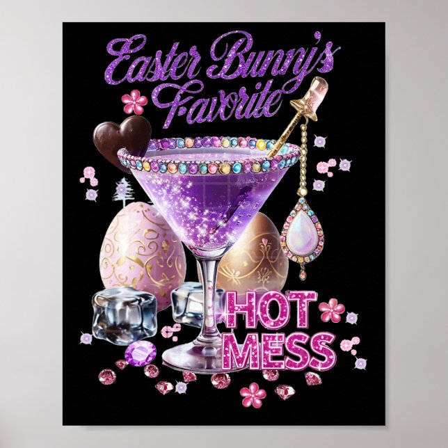 Póster Feliz Conejo de Pascua Favorito Mess Caliente Cute (Frente)