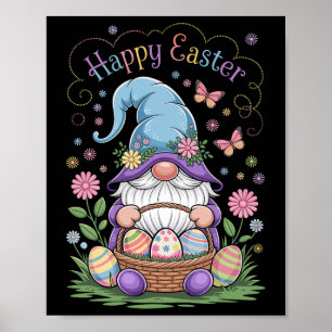 Póster Feliz Conejo de Pascua Gnome Hug Eggs de Pascua Gn