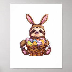 Póster Feliz Conejo de Pascua Pascua Eggs Canasta De Pasc
