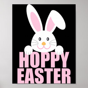Póster Feliz conejo de Pascua Pun lindo camiseta rosa par